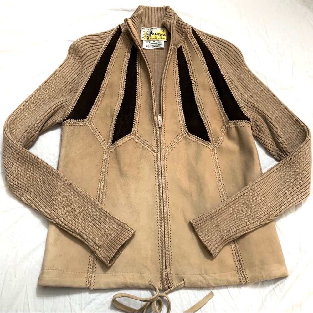 Vintage Palena 60’s suede knit cardigan